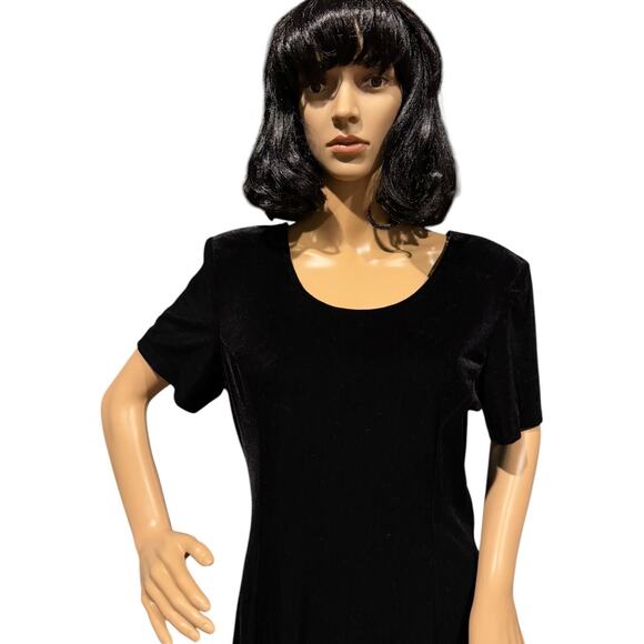 Vintage Another Thyme Black Velvet Jeweled Keyhole fit flare Dress size large - Picture 9 of 12